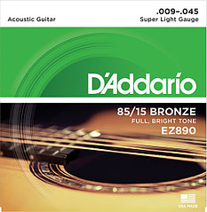 D`Addario EZ890 AMERICAN BRONZE 85/15 Струны для акустической гитары Super Light 9-45