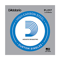 D'Addario PL017 Plain Steel Отдельная струна без обмотки, сталь, .017