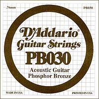 D'Addario PB030 Phosphor Bronze Отдельная струна для акустической гитары, фосфорная бронза, .030
