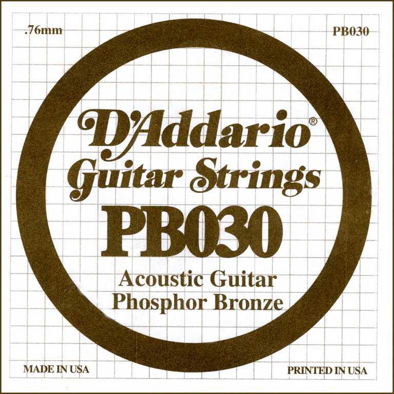 D'Addario PB030 Phosphor Bronze Отдельная струна для акустической гитары, фосфорная бронза, .030 - фото 1 - id-p173084118