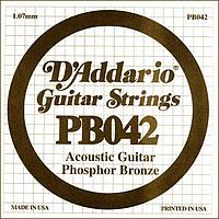 D'Addario PB042 Phosphor Bronze Отдельная струна для акустической гитары, фосфорная бронза, .042