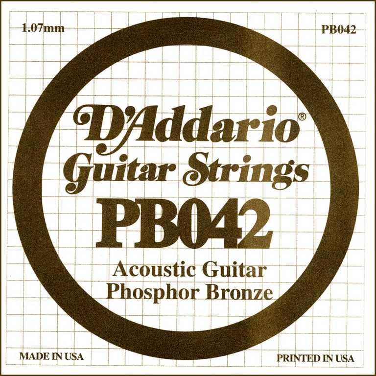 D'Addario PB042 Phosphor Bronze Отдельная струна для акустической гитары, фосфорная бронза, .042 - фото 1 - id-p173084111