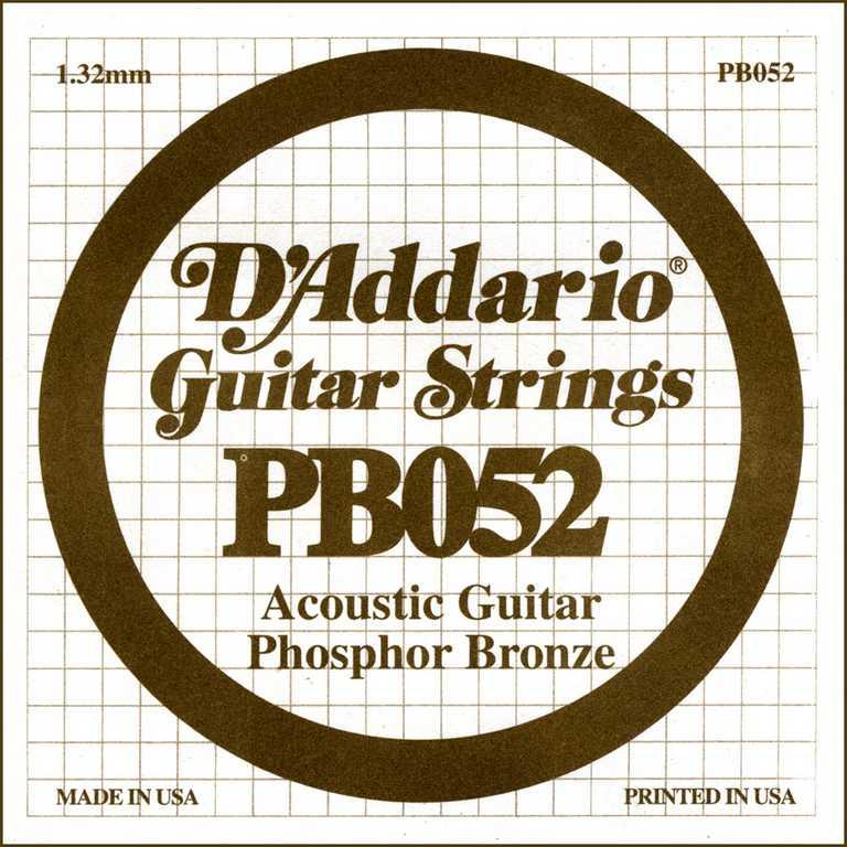 D'Addario PB052 Phosphor Bronze Отдельная струна для акустической гитары, фосфорная бронза, .052 - фото 1 - id-p174894829