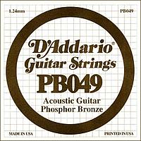 D'Addario PB049 Phosphor Bronze Отдельная струна для акустической гитары, фосфорная бронза, .049