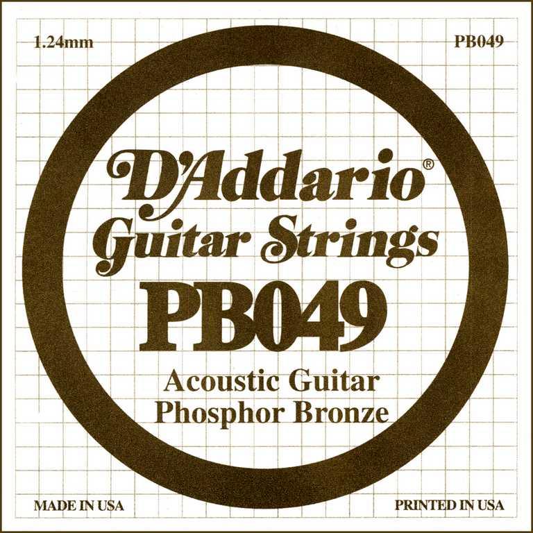 D'Addario PB049 Phosphor Bronze Отдельная струна для акустической гитары, фосфорная бронза, .049 - фото 1 - id-p173084110