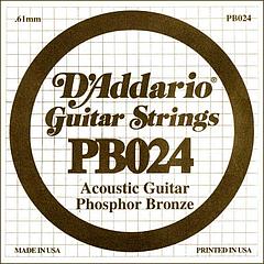 D'Addario PB024 Phosphor Bronze Отдельная струна для акустической гитары, фосфорная бронза, .024
