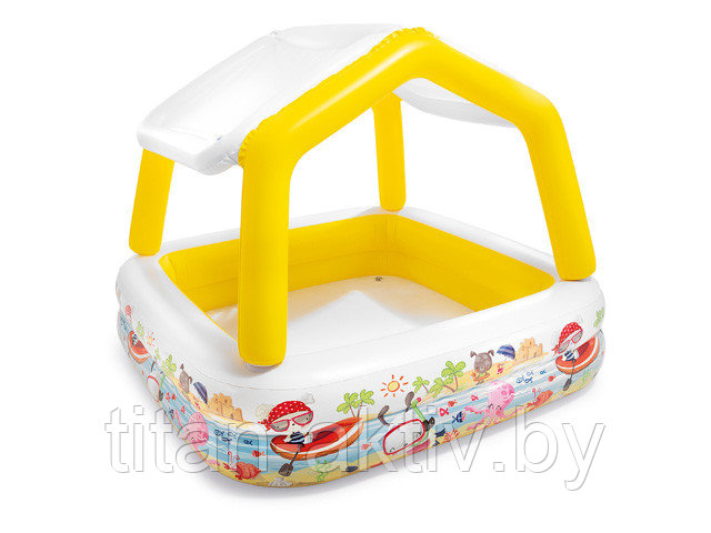 Надувной детский бассейн с навесом Sun Shade, 157х157х122 см, INTEX (от 2 лет) - фото 1 - id-p99351730