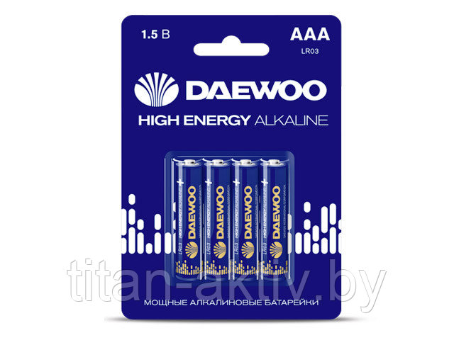 Батарейка AAA LR03 1,5V alkaline BL-4шт DAEWOO HIGH ENERGY