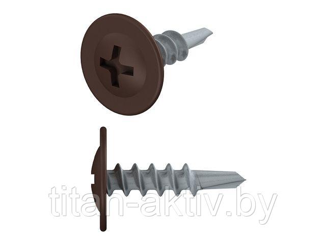 Саморез 4.2х19 мм с прессшайбой, цинк, со сверлом, RAL 8017 (1000 шт в карт. уп.) STARFIX ( цвет шок