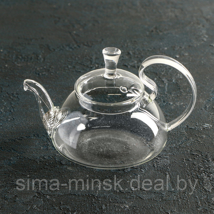 Чайник стеклянный заварочный с металлическим ситом Доляна «Элегия», 400 мл - фото 1 - id-p176384755