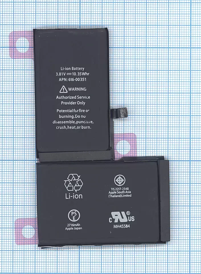 Аккумулятор (батарея) для телефона Apple iPhone X 3.81V 10.35Wh