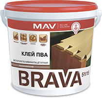 Клей ПВА BRAVA (дисперсия ПВА ДФ 51/15В) 1,0 л (1,0 кг)