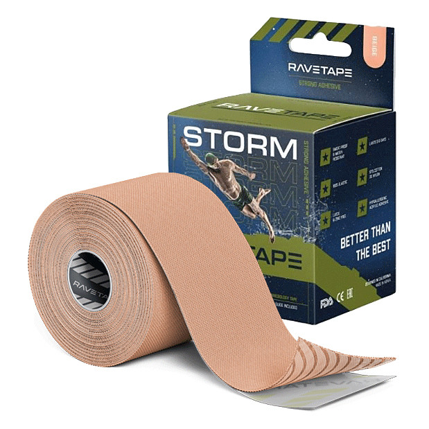 Кинезио тейп Ravetape Storm водостойкий, бежевый, 5см*5м