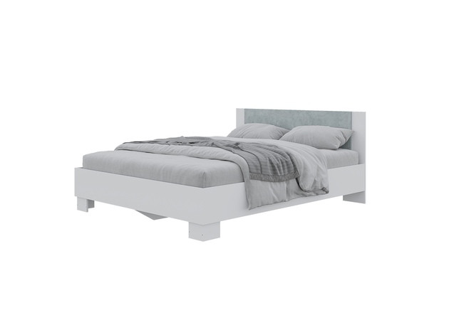 Кровать Нова 1,4 (белый/белый, бетон) - фото 1 - id-p176398252