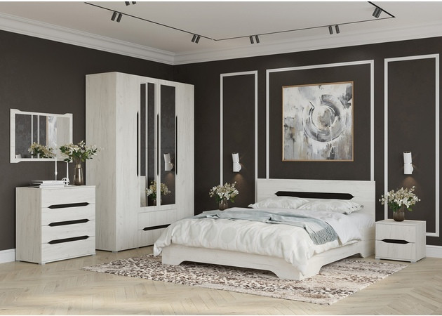 Модульная спальня Вега-5 (крафт белый/крафт белый, венге) - фото 1 - id-p176398275
