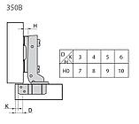 Петля 350 Clip-On D35мм с доводчиком для полунакл. дверей с м.планкой H0мм HR350B.110NI, фото 2