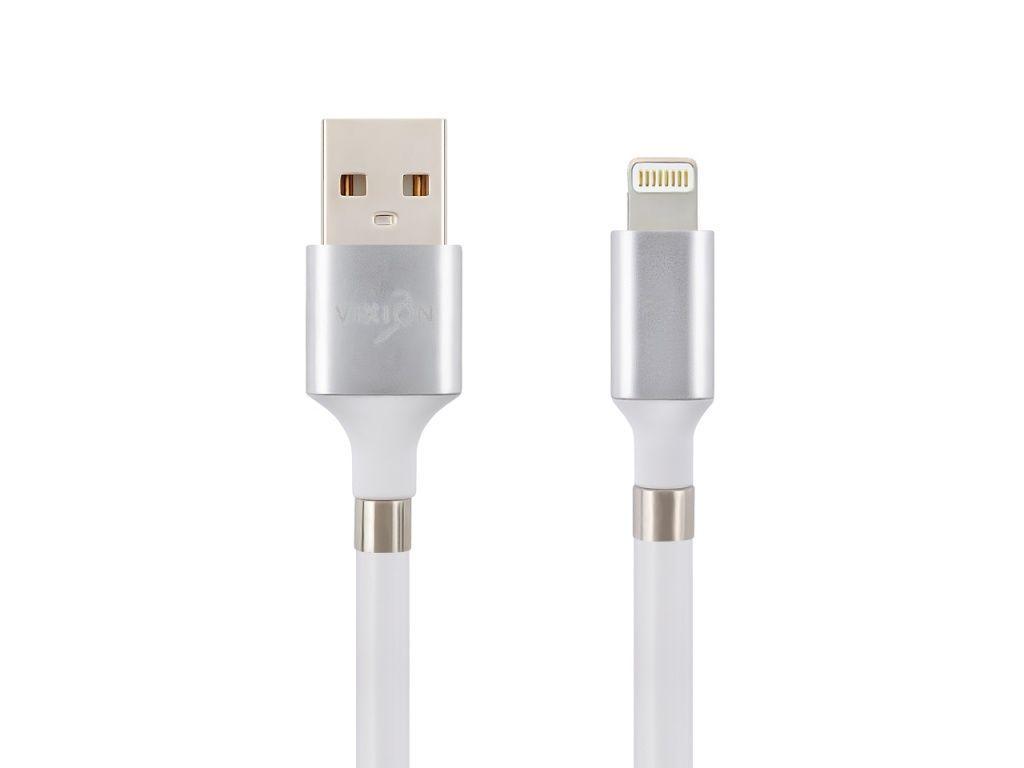 Кабель USB Vixion (K21i) самосворачиваемый для Apple iPhone Lightning 8-pin, 1 метр, белый