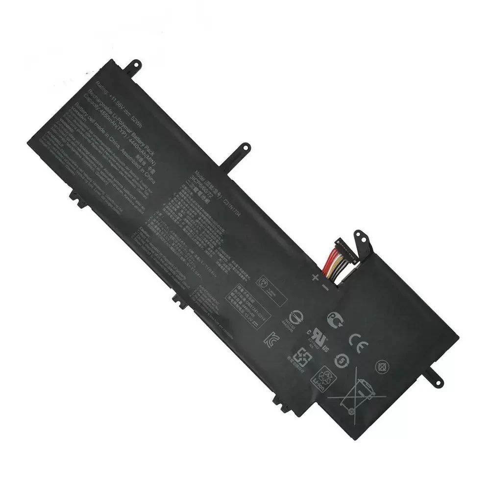 Аккумулятор (батарея) C31N1704 для ноутбука Asus Q535U, Q535UD, UX561UD, 11.55В, 4500мАч, 52Wh, Li-ion, черный