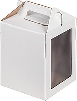 Упаковка "Кулич" белая с фигурным окном, 150х150х h200 мм