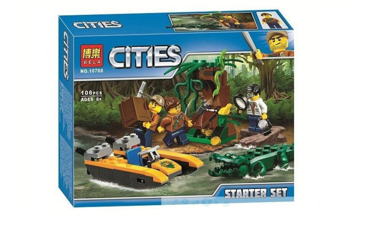 Конструктор Bela Cities 10708 Джунгли: набор для начинающих (аналог Lego City 60157) 106 деталей