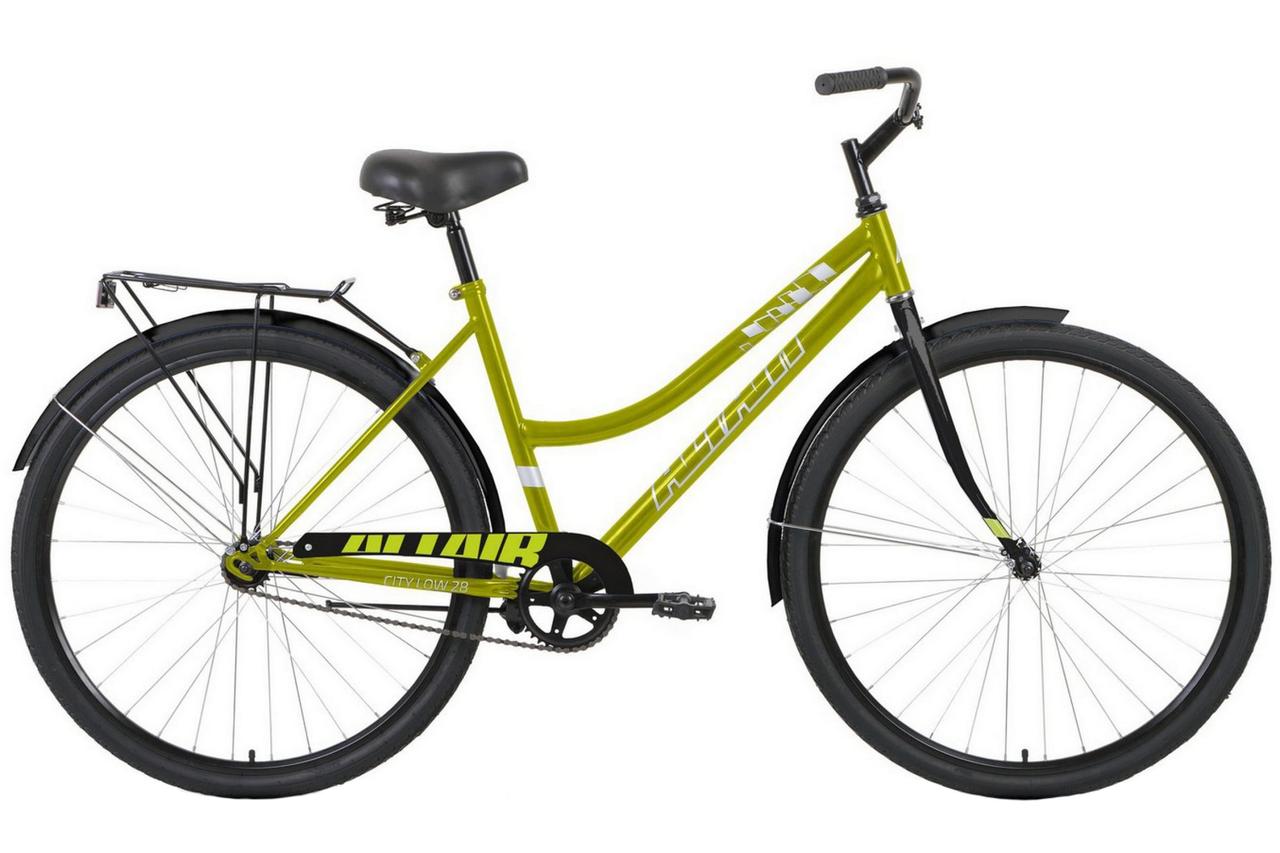 Велосипед ALTAIR CITY 28 low (28" 1 ск. рост. 19") 2020-2021, зеленый/черный, RBKT1YN81009