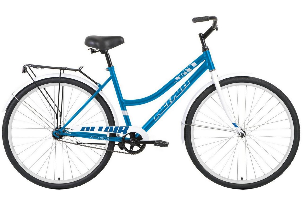 Велосипед ALTAIR CITY 28 low (28" 1 ск. рост. 19") 2020-2021, голубой/белый, RBKT1YN81010