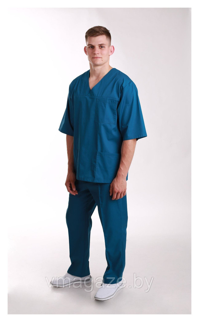 Медицинская блуза, унисекс (без отделки, цвет т-бирюзовый) - фото 1 - id-p176424724