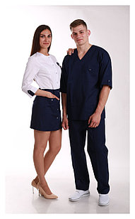 Медицинская блуза, унисекс (без отделки, цвет т-синий)