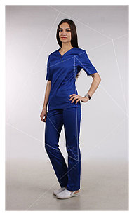 Медицинская женская блуза (без отделки, цвет синий)