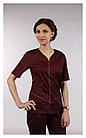 Медицинская женская блуза (без отделки, цвет бордовый), фото 3