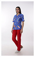 Медицинская женская блуза 100%х/б (красочный принт)