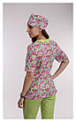 Медицинская женская блуза (с отделкой, цветочный принт), фото 3