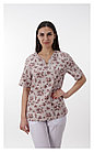 Медицинская женская блуза (без отделки, кофейный принт), фото 2