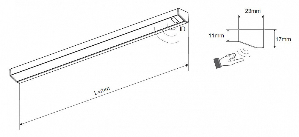 Мебельный светодиодный светильник SIENA LIGHT c ИК, 4000K, 12V, 397 мм, с датчиком - фото 3 - id-p176438926