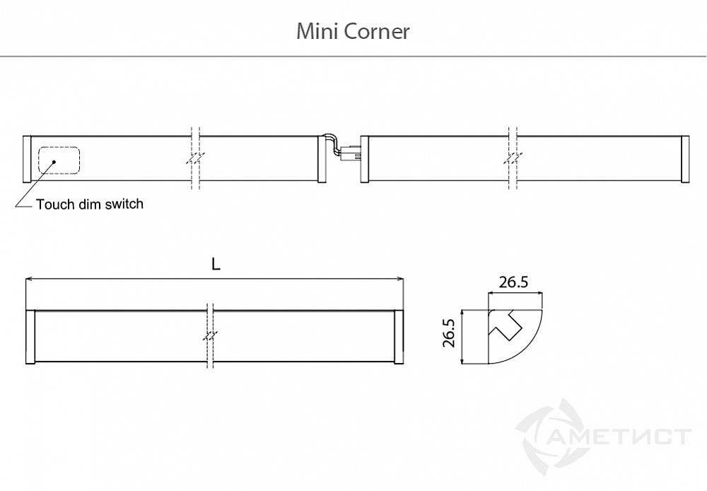 Мебельный светодиодный светильник MINI CORNER TOUCH, 4000K, 12V, 600 мм - фото 2 - id-p176438966