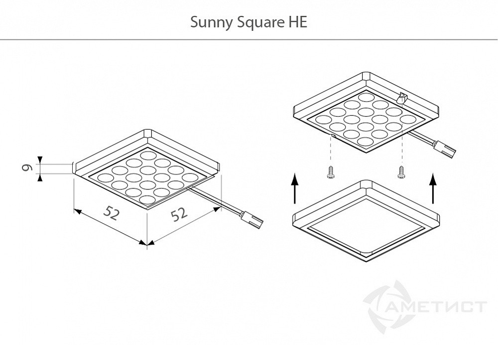 Мебельный светодиодный светильник SUNNY SQUARE HE, 5000K, 12V - фото 2 - id-p176438974