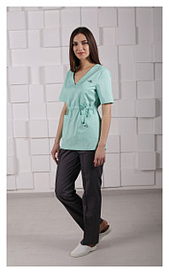 Медицинская женская блуза (без отделки, цвет с-бирюзовый)