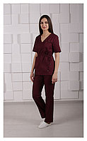 Медицинская женская блуза (без отделки, цвет бордовый)
