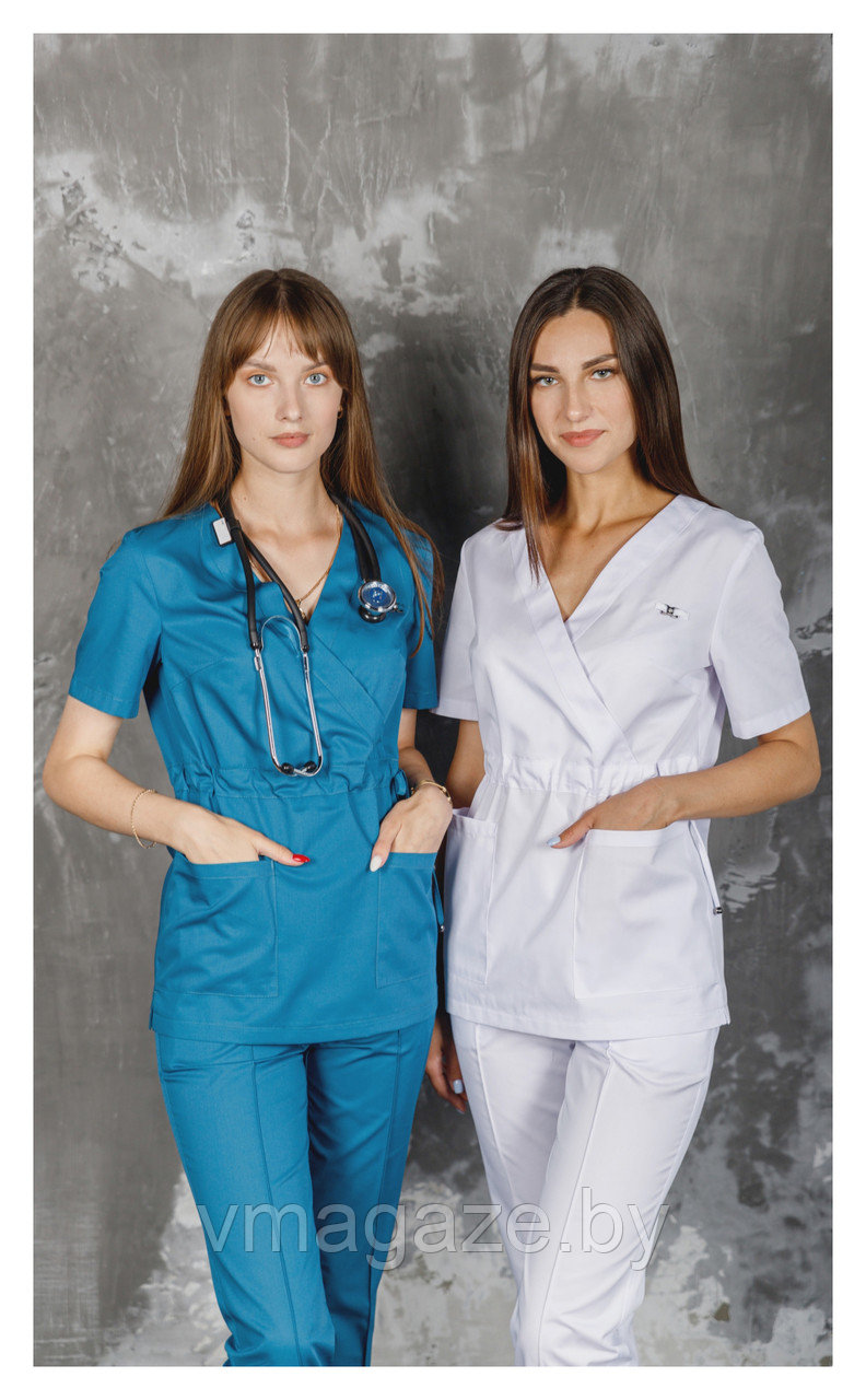 Медицинская женская блуза (без отделки, цвет белый) - фото 3 - id-p176439307