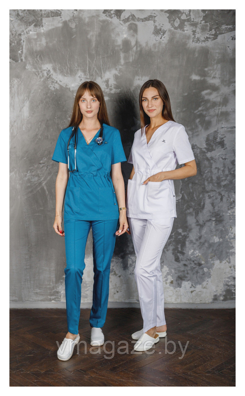 Медицинская женская блуза (без отделки, цвет белый) - фото 1 - id-p176439307