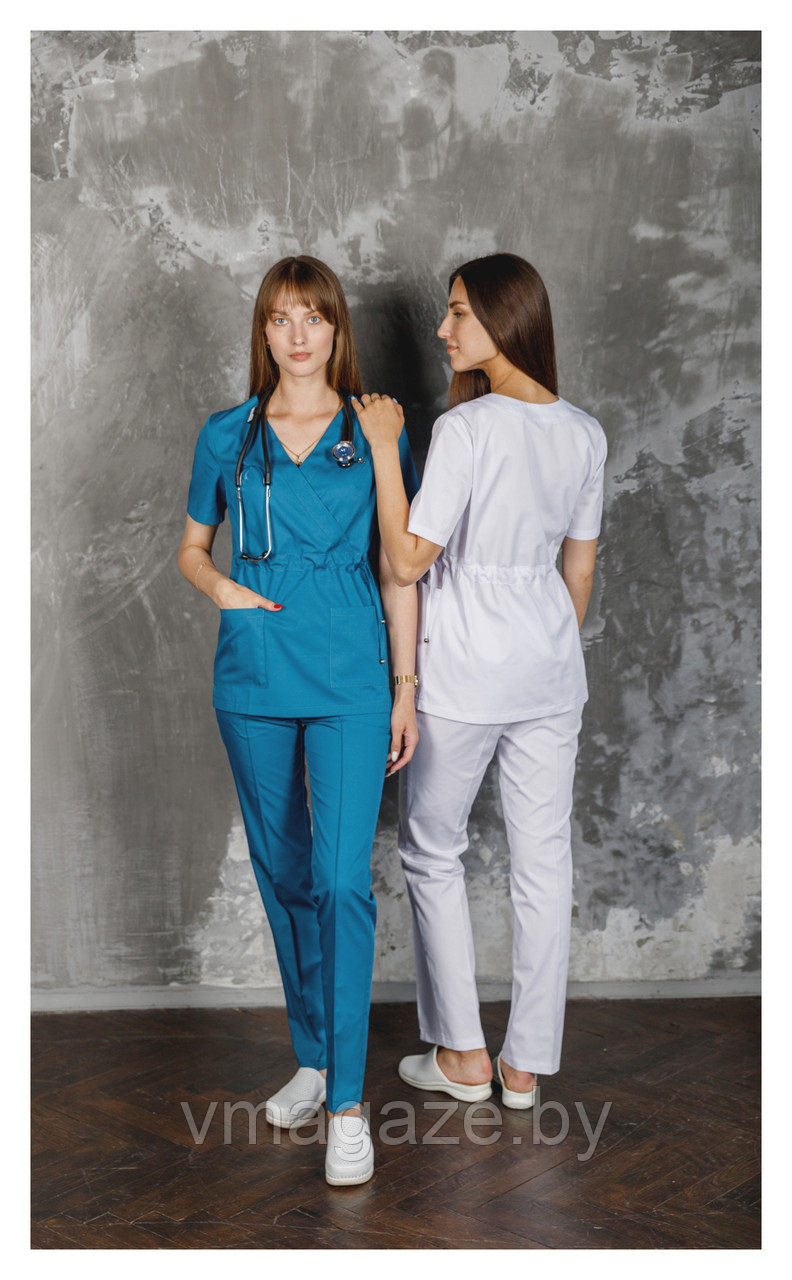 Медицинская женская блуза (без отделки, цвет белый) - фото 2 - id-p176439307