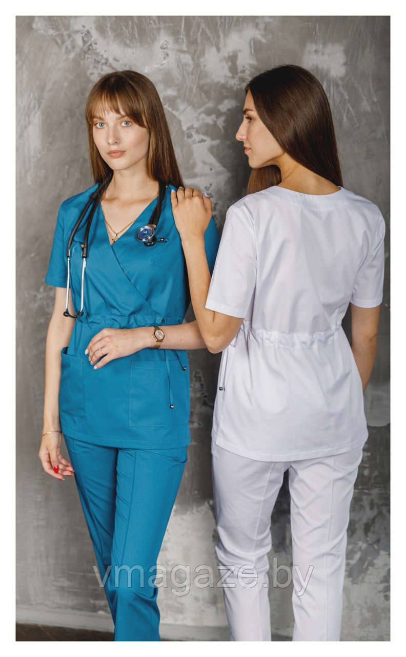 Медицинская женская блуза (без отделки, цвет белый) - фото 4 - id-p176439307