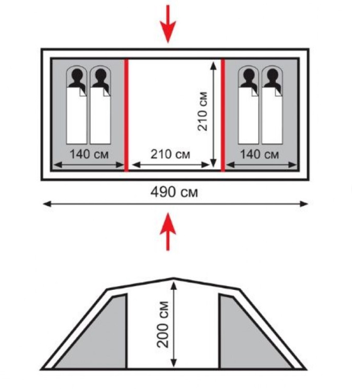 Палатка двухкомнатная Totem Hurone 4-х местная, арт. TTT-025 (500х220х200) - фото 2 - id-p176444820