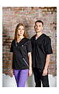 Медицинская женская блуза со стрейчем(приталенная,цвет чёрный), фото 2