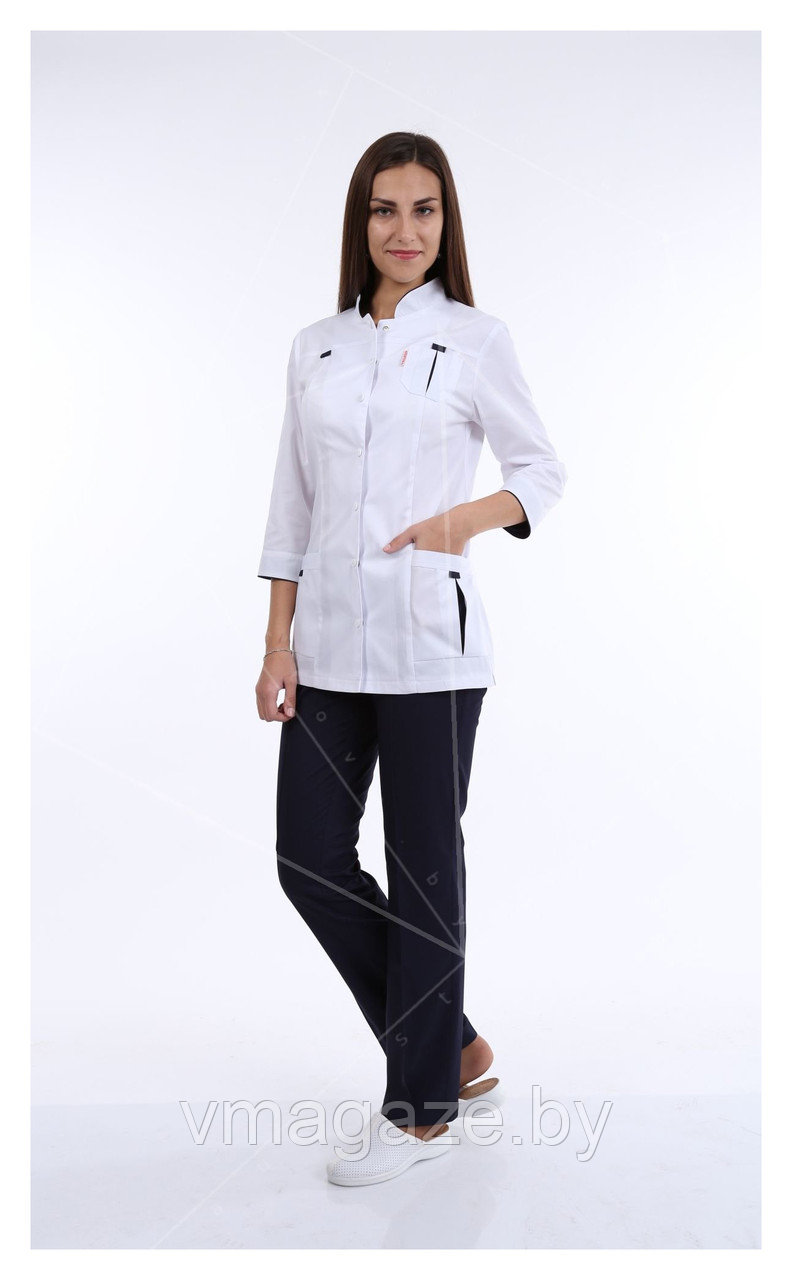 Медицинские брюки, женские (без отделки, цвет т-синий) - фото 2 - id-p176461635