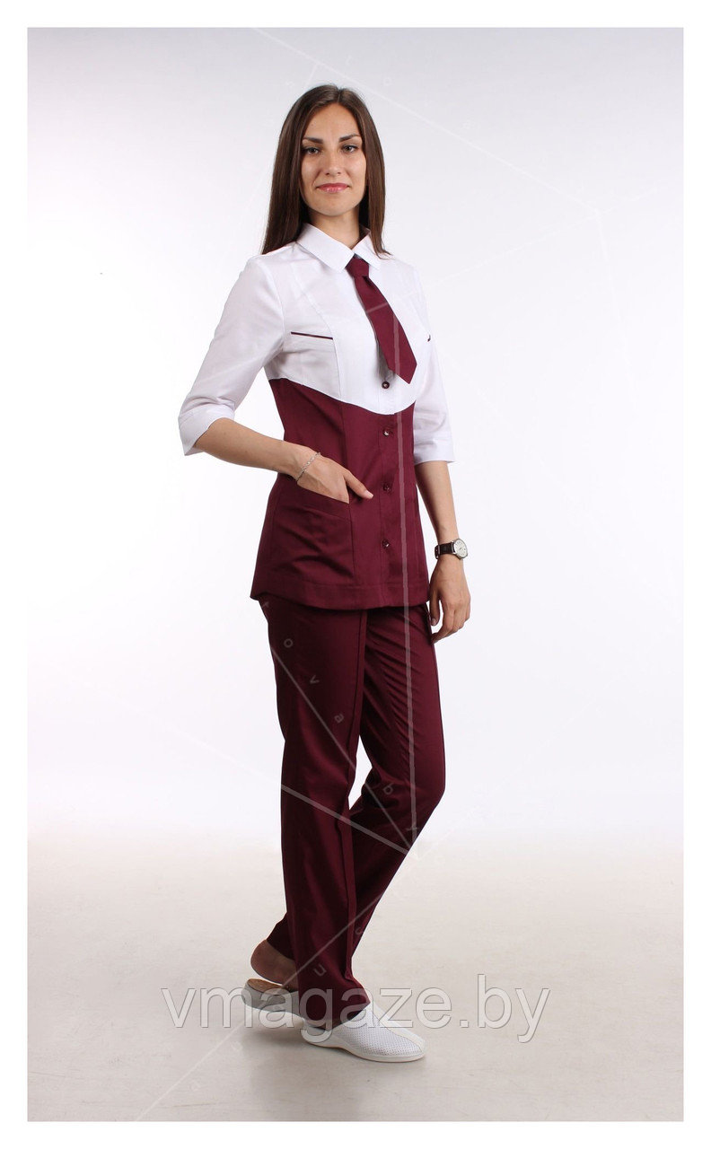 Медицинские брюки, женские (без отделки, цвет бордовый) - фото 1 - id-p176461885