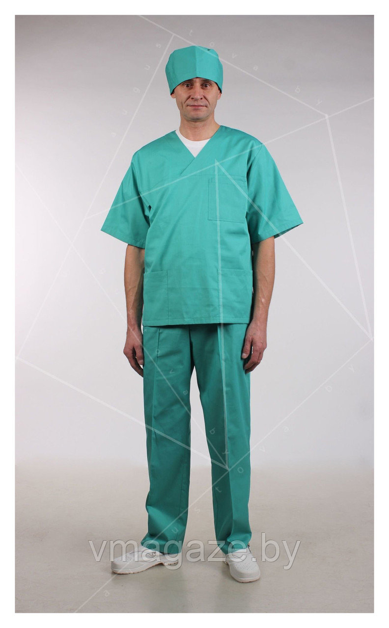Медицинские брюки, мужские (цвет аквамарин) - фото 2 - id-p176464073