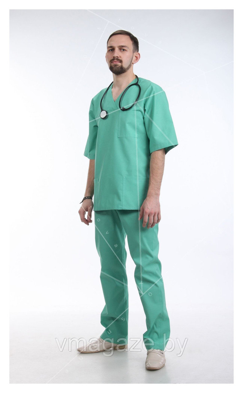 Медицинские брюки, мужские (цвет аквамарин) - фото 1 - id-p176464073