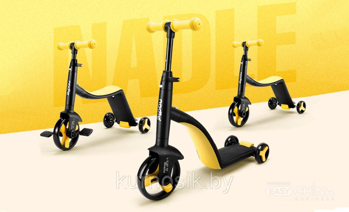 Трёхколёсный самокат беговел велосипед Nadle 3 в 1 желтый - фото 2 - id-p176475014
