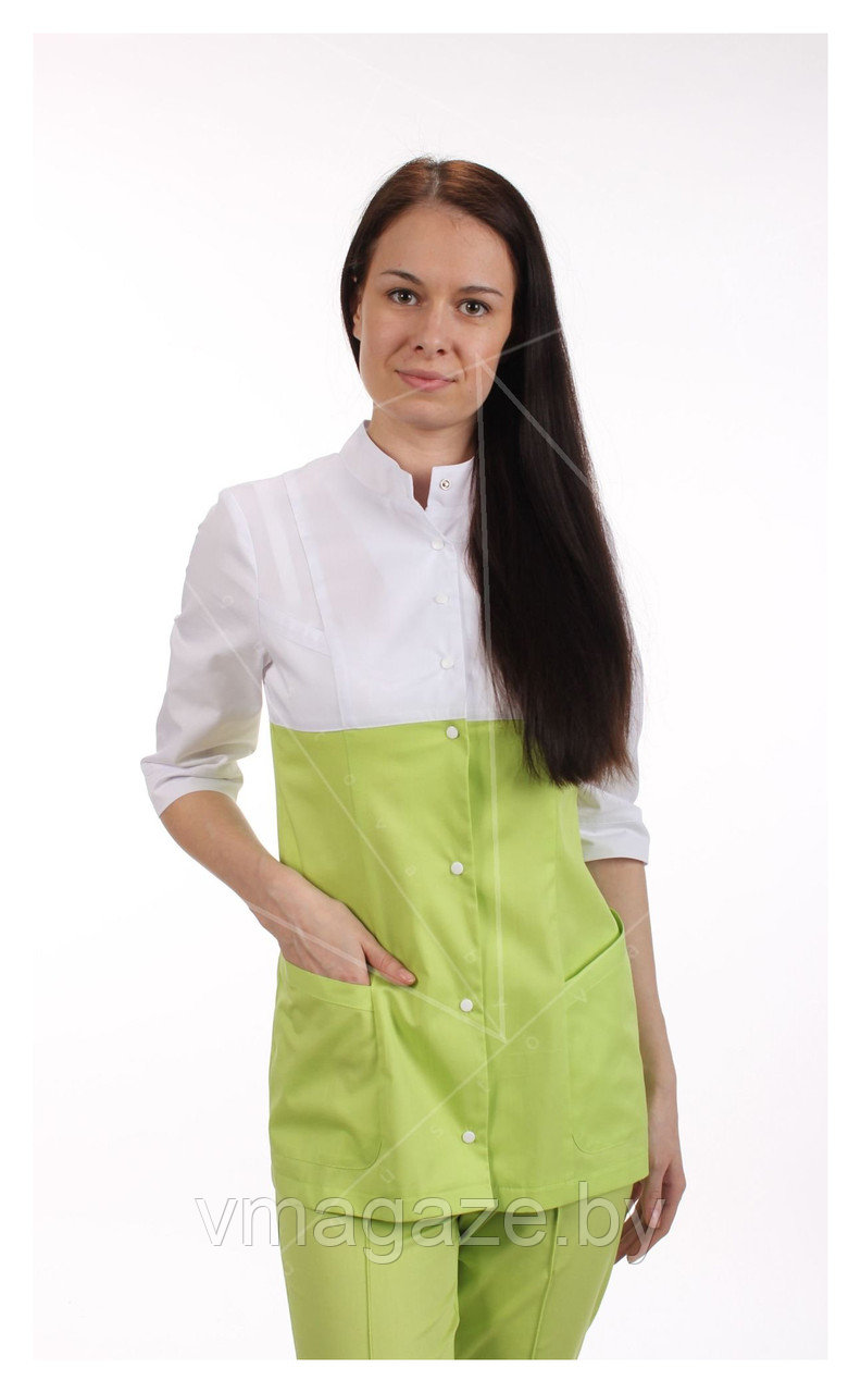 Медицинский жакет, женский (цвет белый, салатовый) - фото 3 - id-p176475217